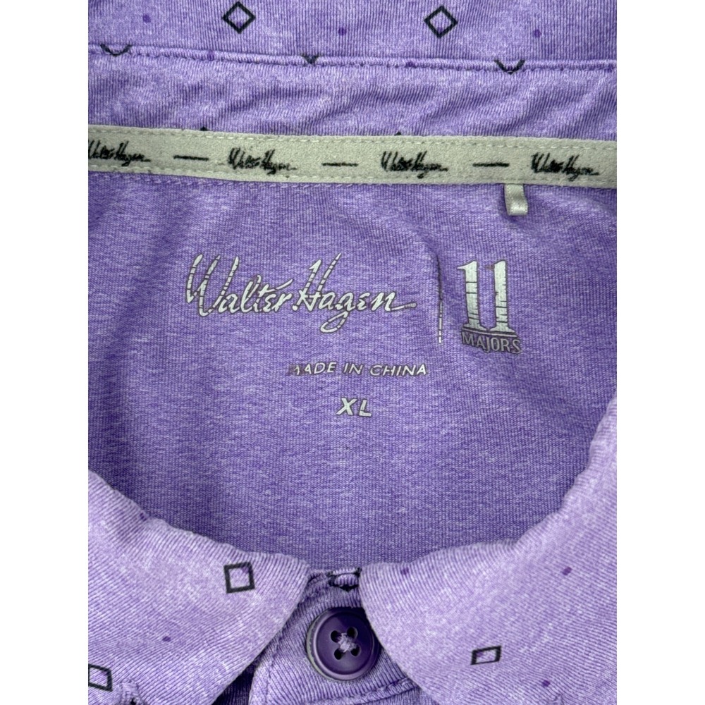 Walter Hagen‎ 11 Majors Mens XL Purple Geometric Diamond Print Golf Polo Shirt - Picture 3 of 7